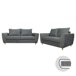 ΣΕΤ ΣΑΛΟΝΙ 2+3 SYDNEY ΓΚΡΙ ΥΦΑΣΜΑ ΜΕ ΚΙΤΡΙΝΟ ΣΙΡΙΤΙ - Image 3