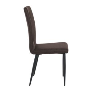 MINA Καρέκλα Tραπεζαρίας Κουζίνας, Μέταλλο Βαφή Μαύρο, Ύφασμα Σκούρο Καφέ 43x56x97cm - Image 3