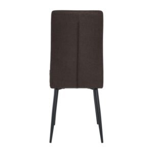 MINA Καρέκλα Tραπεζαρίας Κουζίνας, Μέταλλο Βαφή Μαύρο, Ύφασμα Σκούρο Καφέ 43x56x97cm - Image 4