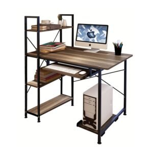 ΓΡΑΦΕΙΟ ΜΕ ΡΑΦΙΑ 4 ΜΕ ΣΥΡΤΑΡΩΤΗ ΘΕΣΗ ΠΛΗΚΤΡΟΛΟΓΙΟΥ ΜΑΥΡΟ-ΚΑΡΥΔΙ - Image 1