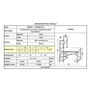 ΓΡΑΦΕΙΟ ΜΕ ΡΑΦΙΑ 4 ΜΕ ΣΥΡΤΑΡΩΤΗ ΘΕΣΗ ΠΛΗΚΤΡΟΛΟΓΙΟΥ ΜΑΥΡΟ-ΚΑΡΥΔΙ - Image 2